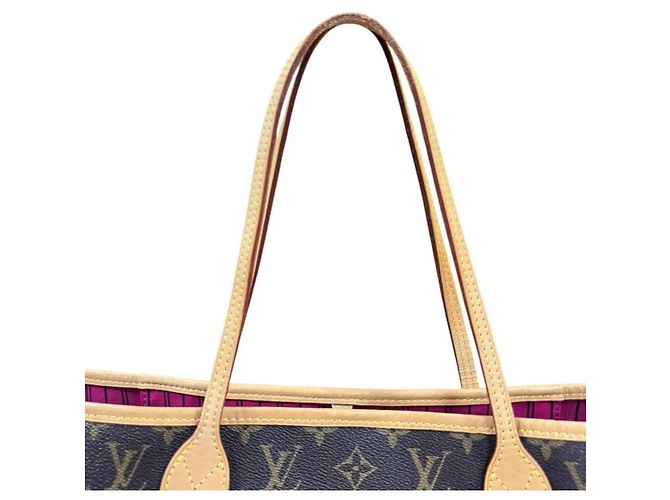 Borsa Tote Louis Vuitton Neverfull MM Monogram Marrone Rosa Monogramma - vista 11
