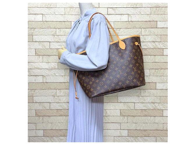 Borsa Tote Louis Vuitton Neverfull MM Monogram Marrone Rosa Monogramma - vista 2