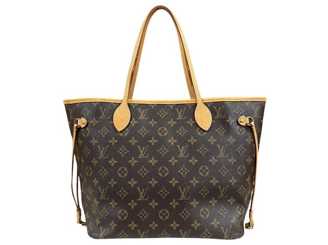 Borsa Tote Louis Vuitton Neverfull MM Monogram Marrone Rosa Monogramma - vista 3