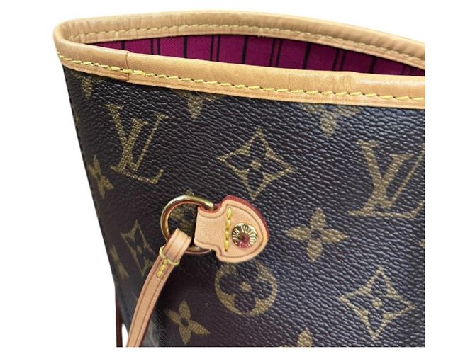 Borsa Tote Louis Vuitton Neverfull MM Monogram Marrone Rosa Monogramma - vista 7