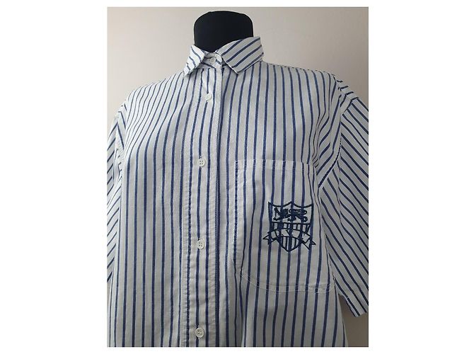 Diane Von Furstenberg Camicia a Maniche Corte a Righe Bianco Blu - vista 2