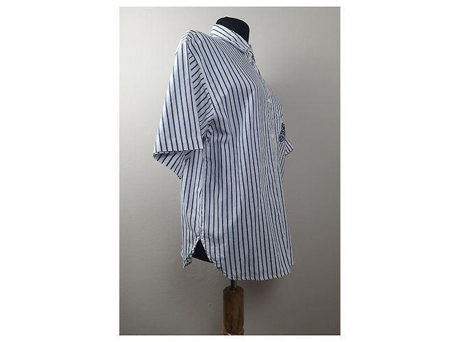 Diane Von Furstenberg Camicia a Maniche Corte a Righe Bianco Blu - vista 4