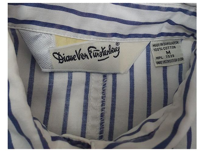 Diane Von Furstenberg Camicia a Maniche Corte a Righe Bianco Blu - vista 6