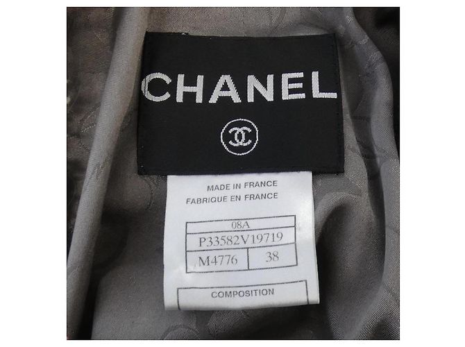 Chaqueta Chanel sin cuello Castaño Negro Rosa Beige - vista 4