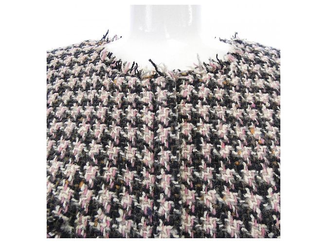 Chaqueta Chanel sin cuello Castaño Negro Rosa Beige - vista 5