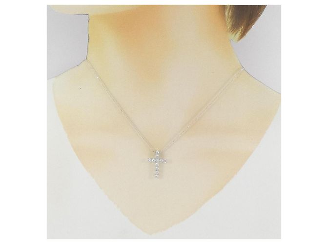 Autre Marque Collana con Croce in Diamanti Au750 Ponte Vecchio Argento - vista 6