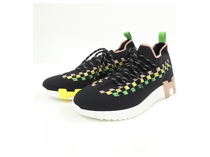 Hermès Sneaker Flex Knit Hermes Nero Verde Giallo - vista 3