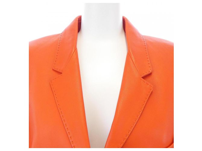Hermès Giacca in pelle di pecora Hermes Arancione - vista 6