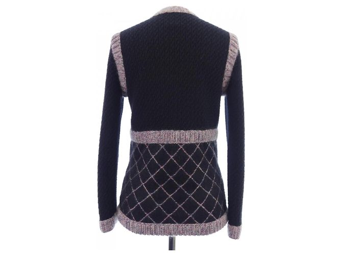 Cárdigan de mezcla de cachemira Chanel Negro Rosa - vista 2
