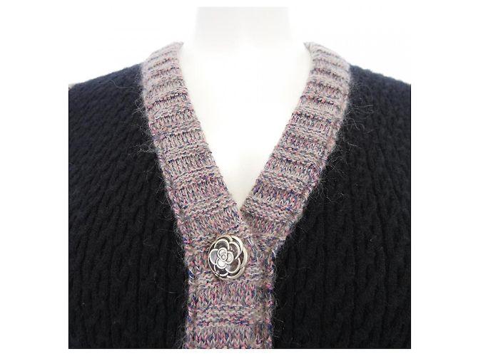 Cárdigan de mezcla de cachemira Chanel Negro Rosa - vista 5