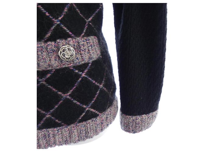 Cárdigan de mezcla de cachemira Chanel Negro Rosa - vista 6