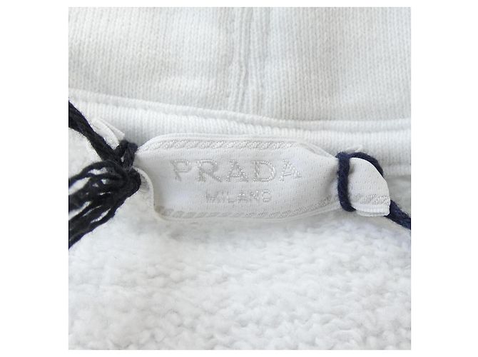 Sweat à capuche en coton Prada Blanc - vue 4