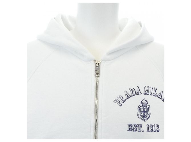 Sweat à capuche en coton Prada Blanc - vue 5