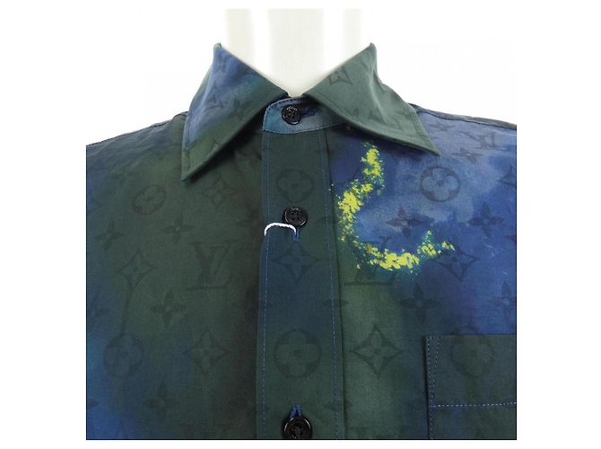 Giacca camicia Louis Vuitton Monogram Tie and Dye Nero Cachi Blu navy - vista 5