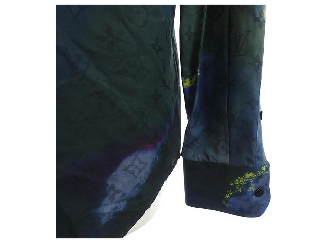 Giacca camicia Louis Vuitton Monogram Tie and Dye Nero Cachi Blu navy - vista 6