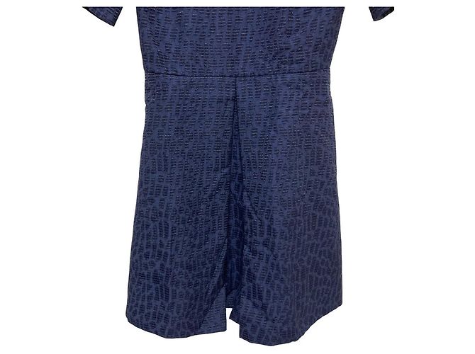 Autre Marque ADEAM Jacquard-Kleid Blau Marineblau - Ansicht 3