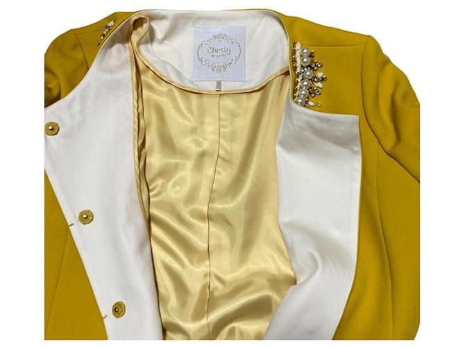 Autre Marque Abrigo Chesty sin cuello Amarillo - vista 3
