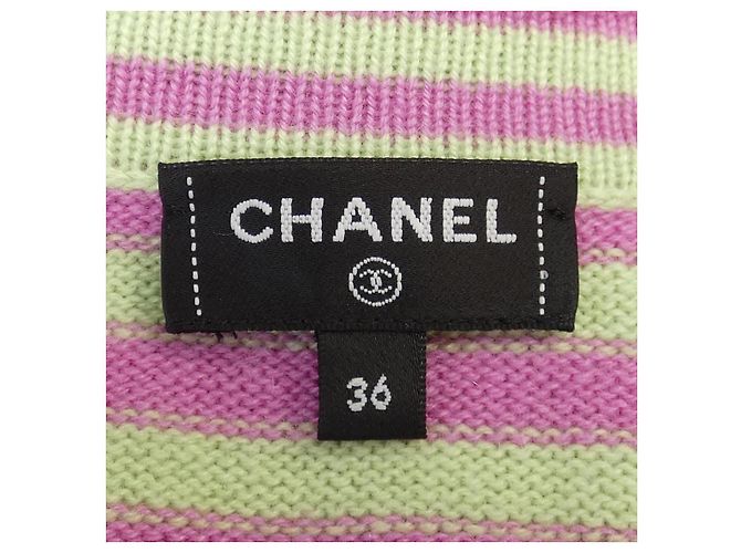 Chanel LOOK35 Cárdigan de cachemira Rosa Verde - vista 5