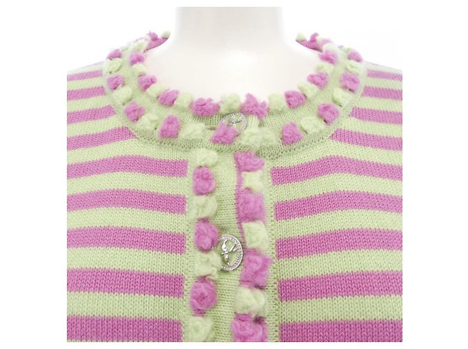 Chanel LOOK35 Cárdigan de cachemira Rosa Verde - vista 6
