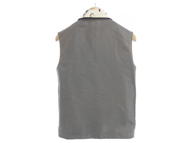 Hermès Hermes PREMIERES MAINS Chaleco de Seda y Algodón Twillene XS Castaño Beige - vista 10