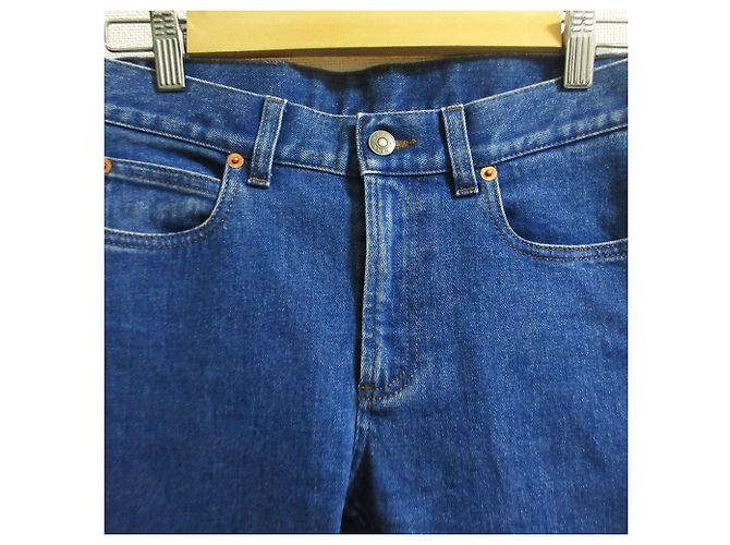 Pantaloni in denim stretch con ricamo di fiori e farfalle Gucci Blu - vista 4