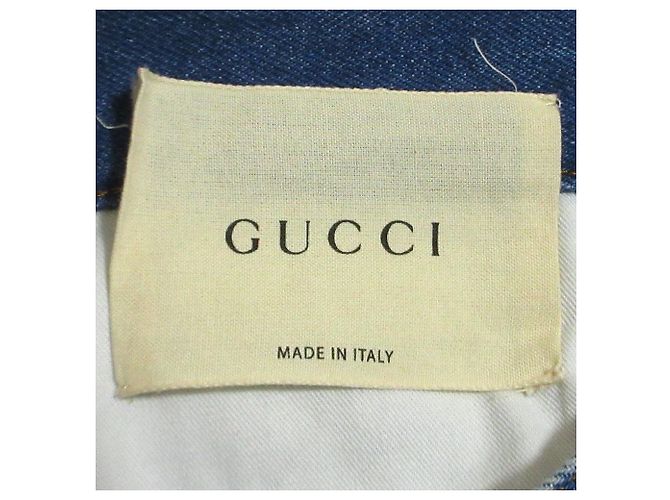 Pantaloni in denim stretch con ricamo di fiori e farfalle Gucci Blu - vista 8