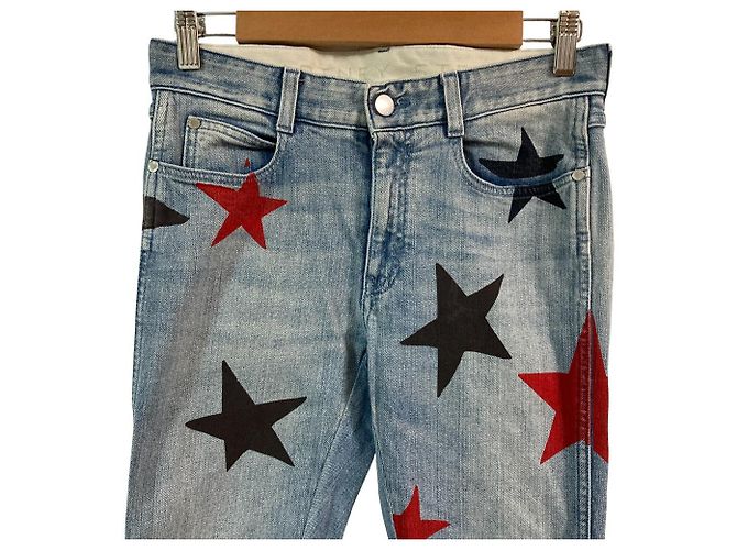 Stella Mc Cartney Pantaloni in denim stretch con stampa a stelle Stella McCartney Blu - vista 3
