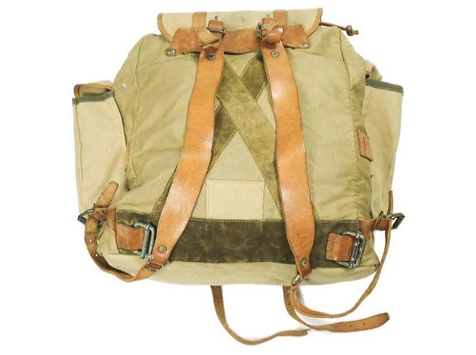 Ralph Lauren RRL Canvas Leather Rucksack Braun Beige - Ansicht 3