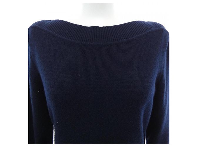Chanel Kleid Kaschmir-Mischung Blau Marineblau - Ansicht 5