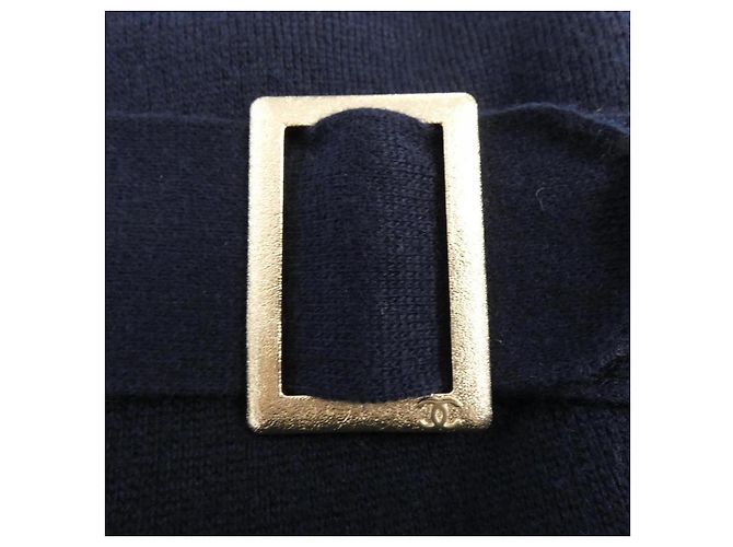 Chanel Kleid Kaschmir-Mischung Blau Marineblau - Ansicht 7