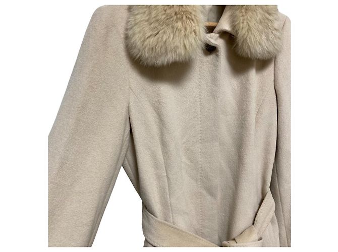 Autre Marque Abrigo ANAYI de angora Blue Fox Beige - vista 4