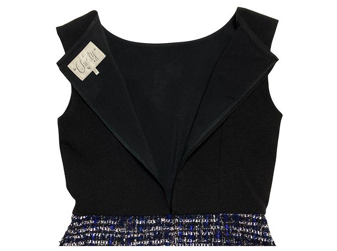 Autre Marque Chesty Bijou Tweed Kleid Schwarz Weiß Marineblau - Ansicht 3