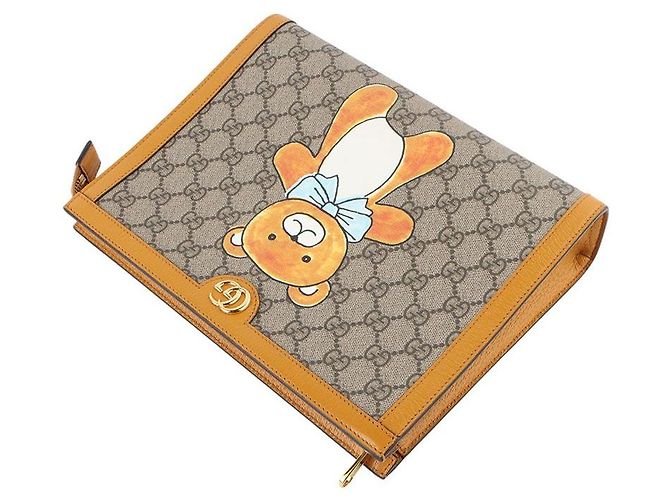 Gucci Clutch GG Supreme Kai Collaboration Edizione Limitata Arancione - vista 4