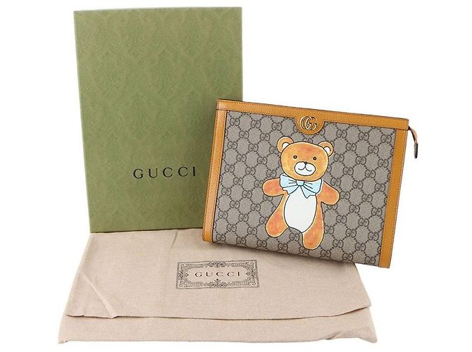 Gucci Clutch GG Supreme Kai Collaboration Edizione Limitata Arancione - vista 8