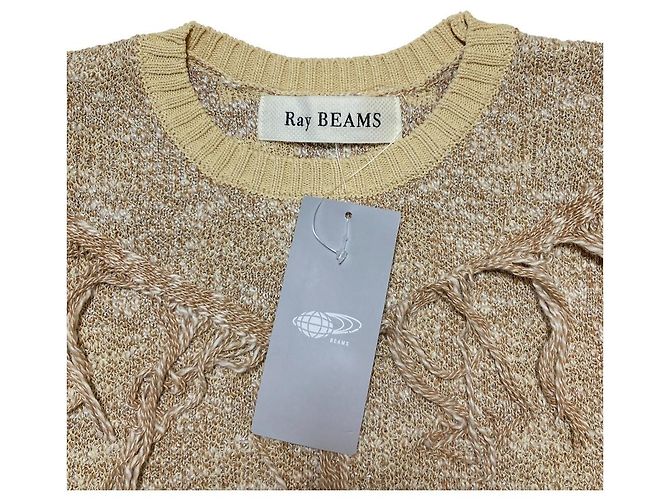 Autre Marque Ray Beams Melange Strickpullover mit Fransen Beige - Ansicht 7