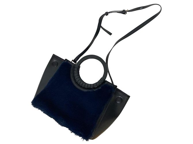 Autre Marque Borsa 2 way con corda Nero Blu navy - vista 7