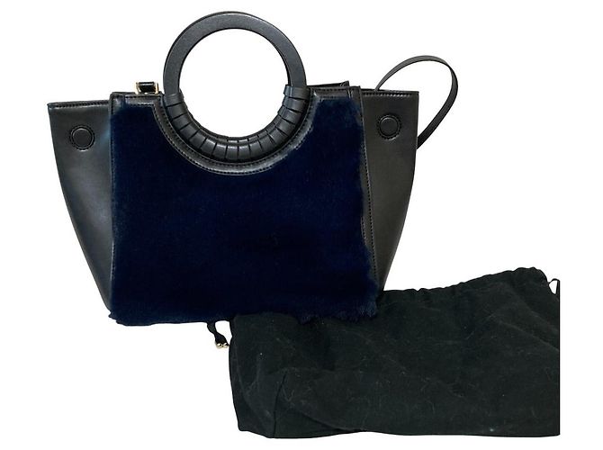 Autre Marque Borsa 2 way con corda Nero Blu navy - vista 8