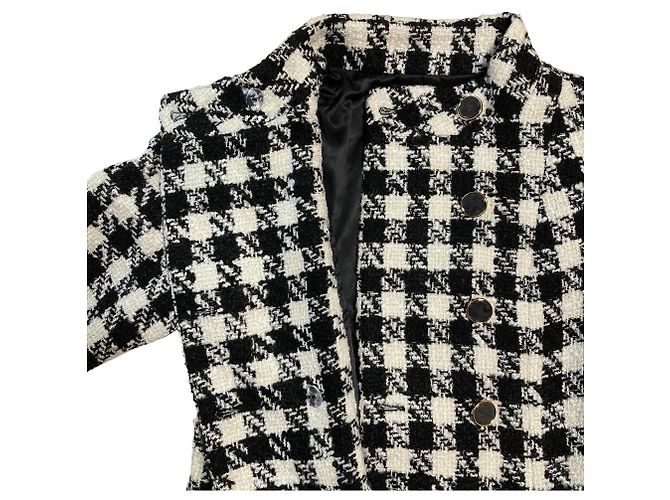 Autre Marque Abrigo largo de tweed REDYAZEL Negro Blanco - vista 3