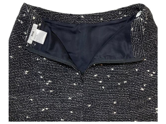 Autre Marque Falda de tweed en tejido italiano Rene TISSUE Negro - vista 3