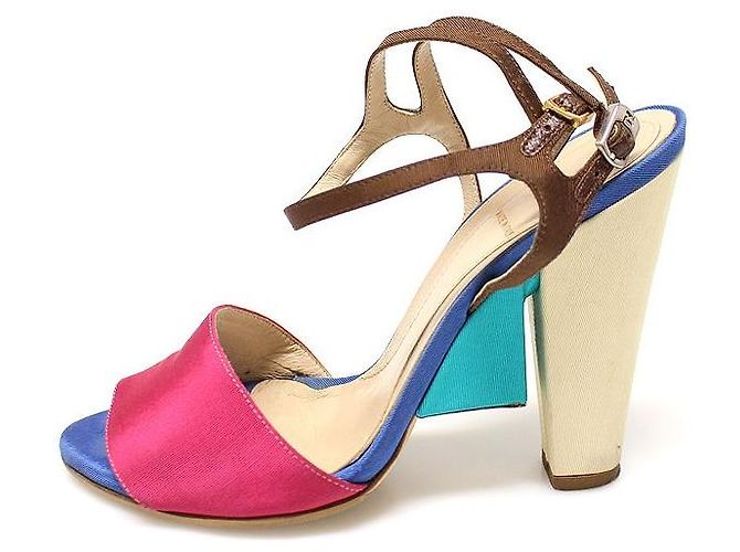 Fendi Sandali da donna con cinturini in raso multicolore - vista 3