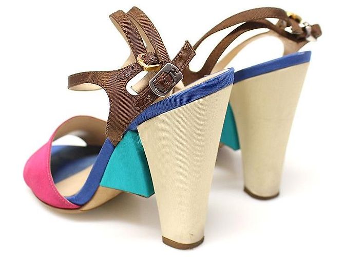 Fendi Sandali da donna con cinturini in raso multicolore - vista 4