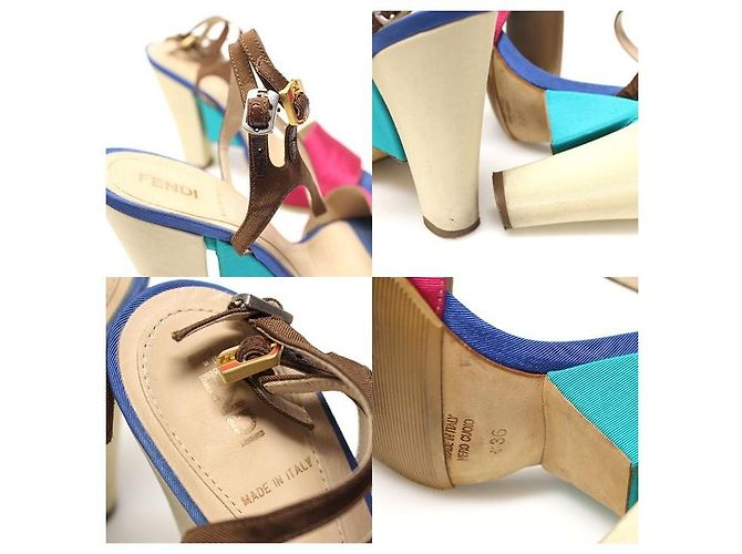 Fendi Sandali da donna con cinturini in raso multicolore - vista 7