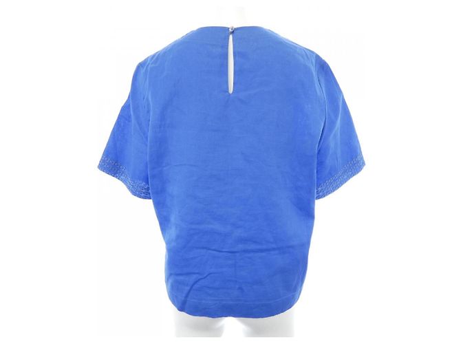 Hermès Top in seta Hermes Blu - vista 2