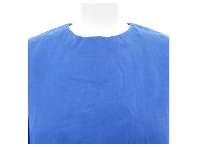 Hermès Top in seta Hermes Blu - vista 5