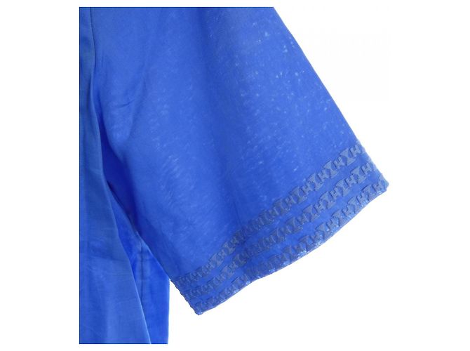Hermès Top in seta Hermes Blu - vista 6