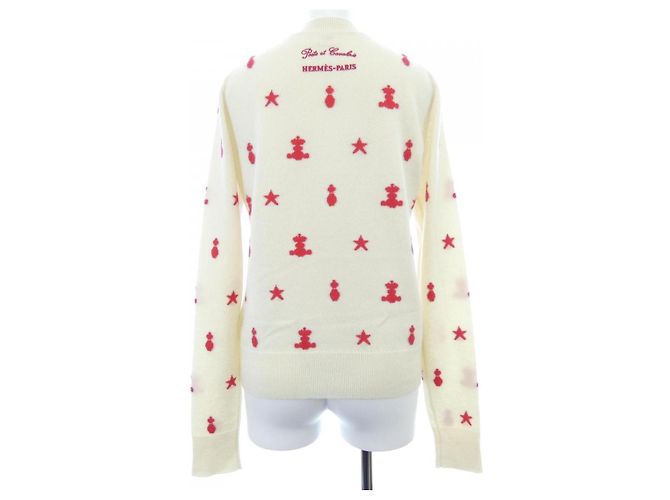 Hermès Hermes POSTE ET CAVALERIE36 Punto de cachemira Roja Beige - vista 2
