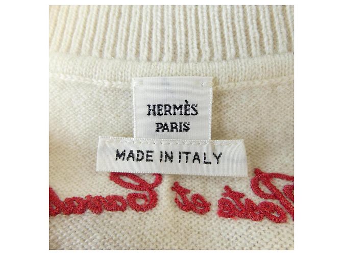 Hermès Hermes POSTE ET CAVALERIE36 Punto de cachemira Roja Beige - vista 4