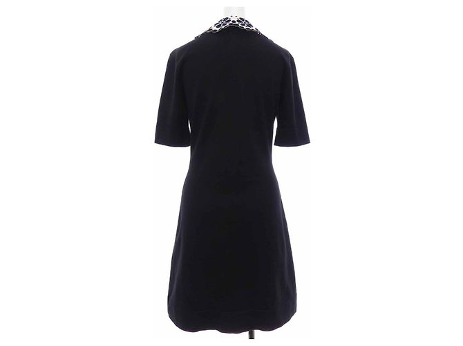 Vestido de malha com fecho de correr e gola bordada Louis Vuitton Preto - vista 2