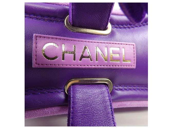 Sandálias de pele de vitelo camurça Chanel Roxo - vista 6