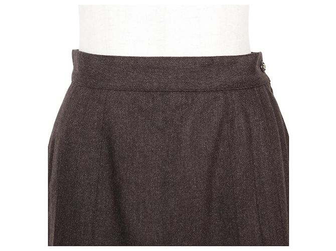 Falda acampanada de lana Chanel Castaño - vista 2